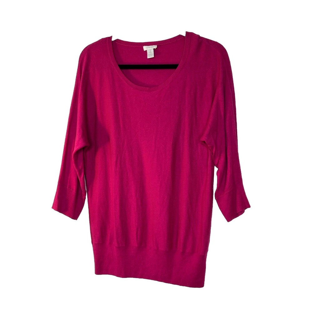 Chico's Barbie Pink Wool Modal Blend Blouse 3/4 sleeve 2 L (15